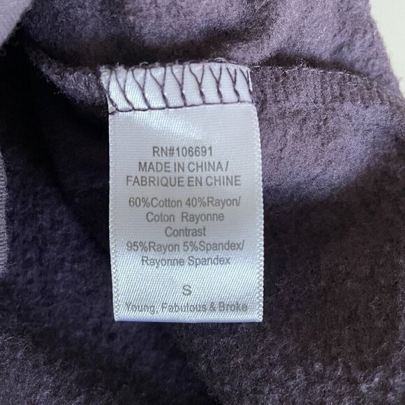 Young Fabulous & Broke Noelle Lace-Up Sweatshirt Purple/Plum Small Cozy Boho - Picture 7 of 8
